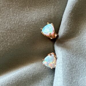 Elegant Opal Heart Stud Earrings
